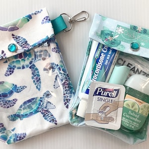 Bolsa transparente con forma de tortuga marina para el frente, personalizable, de 4 x 5, para mujeres y niñas, organizador de cosméticos de primeros auxilios, soporte para desinfectante de manos, artículos de tocador de viaje AuviQ Epi