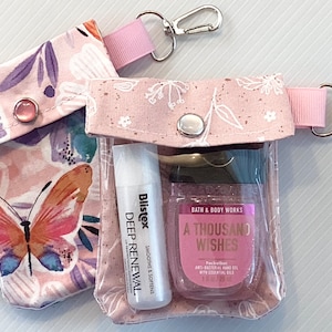 Mini porte-clés transparent floral ou papillon pour pochette, 3 x 4 porte-cartes d'identité, baume à lèvres AuviQ EpiPen, étui pour lecteur USB, écouteurs Dexcom