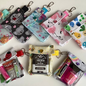 Boho Floral 1 Clear Key Chain Clip Pouch 3x4 ID Badge Gift Card Hand Sanitizer Lip Balm Mini First Aid AuviQ EpiPen Ear Buds Drug Reversal image 10