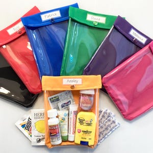 Ouch Pouch Assorted Colors Clear Pocket Travel Sports Gym Bag Organizer First Aid Kit Medical Supplies Medications Case 6x8 Personalize