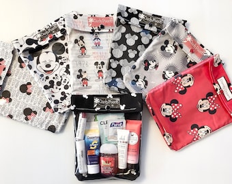 Mickey / Minnie Mouse (1) Ouch Pouch Clear Travel Organizer Bag First Aid Cosmetics Kids  Disney Park Cruise Fish Extender 6x8 Personalize