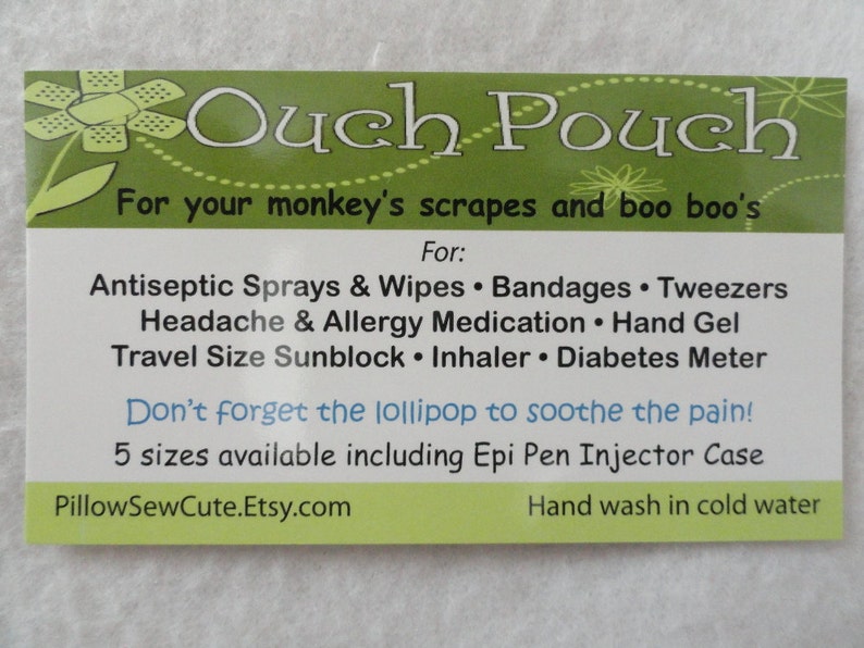 Clearance Clear Front Ouch Pouch 5x7 Girl First Aid Mask Hand Sanitizer Holder Toddler Girl Diaper Bag Organizer School Supplies Party Favor