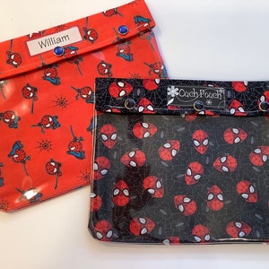 Spiderman Ouch Beutel Organizer Klare Vorderseite Erste Hilfe Medizinische Schule Krankenhaus EpiPens Inhalator Windeln Tücher Rot oder Schwarz Personalisieren