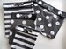 Clear Front Black & White Stripes / Dots Ouch Pouch 4 Pack Diaper Bag Purse Luggage Organizers Travel Cosmetic Totes Teacher Grandma Mom 