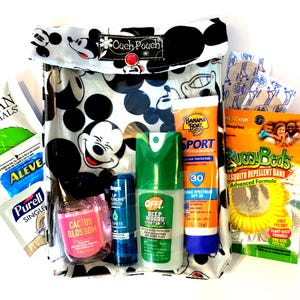 Borsa organizer da viaggio trasparente Mickey Mouse Ouch Pouch Park, pronto soccorso, forniture mediche, Disneyland Park Cruise, prolunga per pesci, 6x8