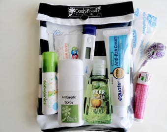 Black & White Stripes 5x7 Ouch Pouch Clear Front Diaper Bag Insert First Aid Baby Supplies Mom Organizer Sunscreen Cosmetic Holder