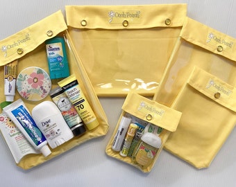 Bolsas de pañales de colores sólidos surtidos, juego de 5, transparentes, organizadores de bolsos, primeros auxilios, protector solar, artículos para bebés, personalizables.