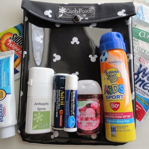 Borsa organizer da viaggio trasparente con tracolla Disney Mickey Mouse 6x8, nera e bianca, per EDC, pronto soccorso per bambini, estensibile per pesci del parco di crociera Disneyland