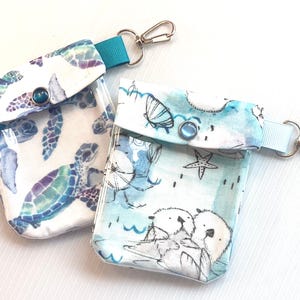 Meeresschildkröte / Otter Klare Vorderseite Clip Beutel Mini Schlüsselbund 3x4 Rucksack Geldbörse Windeltasche Organizer Händedesinfektion Chapstick * Neffy AuviQ Dexcom