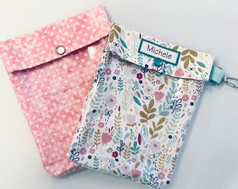 Pink Florals & Dots Pouch 2 Pack Clear Front First Aid Organizer for Diaper Bag Car Purse Backpack Travel Personalized 5x7