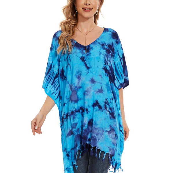Boho Embroidered Tie Dye Blouse main image 0