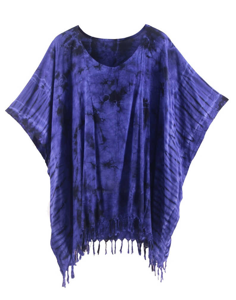 Dark Blue Women BOHO HIPPIE Tie Dye Plus Size Tunic Blouse | Etsy
