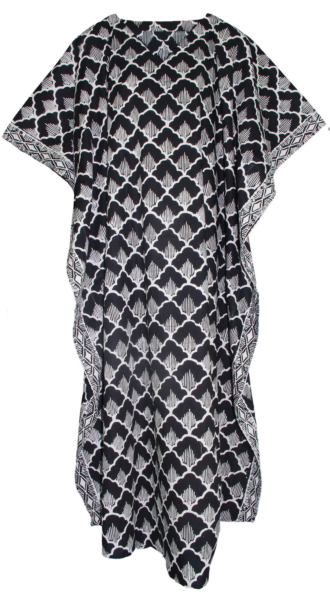Modest Onyx Black Color Brasso Hippie Style Kaftan