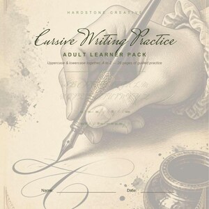 Adult Cursive Handwriting Practice Workbook | Elegant Script Tracing Printable | Instant Download PDF