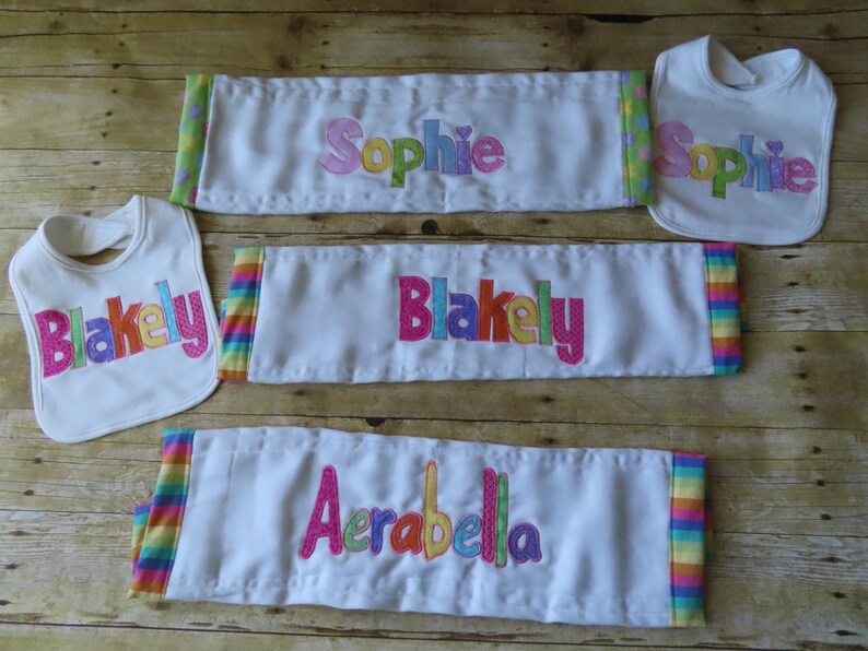 Personalized Bib Appliqued in your choice of colors for baby by Tried and True Designs on Etsy image 10