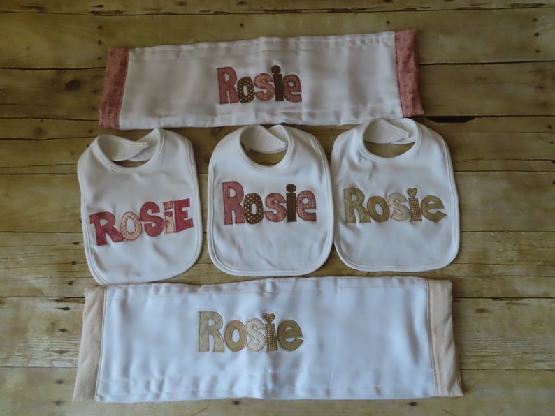 Personalized Bib Appliqued in your choice of colors for baby by Tried and True Designs on Etsy image 9