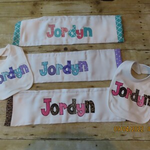 Personalized Bib Appliqued in your choice of colors for baby by Tried and True Designs on Etsy image 7