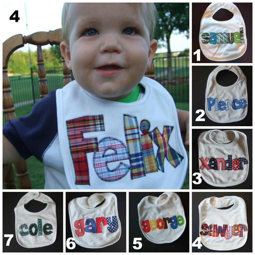 Personalized Baby Bib Appliqued//baby Boy Bib//baby Shower Gift//baby