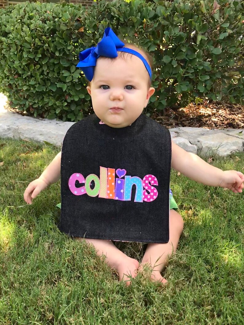 Personalized Toddler Denim Bibs for Boys With Applique Name in Etsy