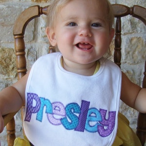 Personalized Bib Appliqued in your choice of colors for baby by Tried and True Designs on Etsy image 4