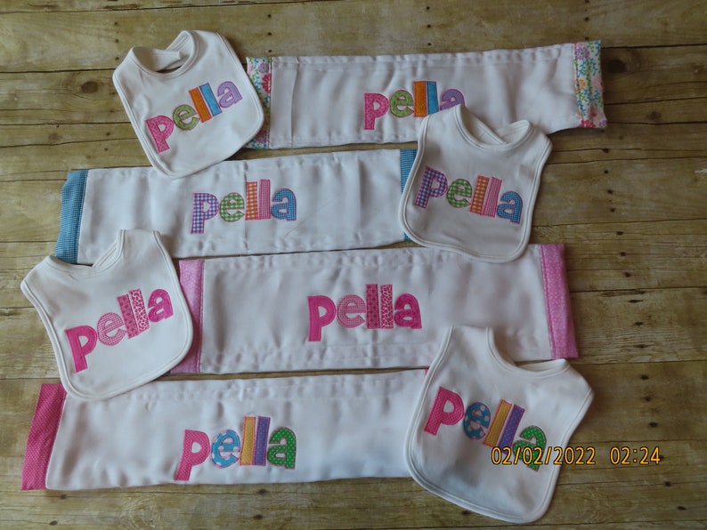 Personalized Bib Appliqued in your choice of colors for baby by Tried and True Designs on Etsy image 8