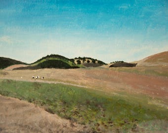California Central Coast Countryside Landscape Painting Digital Art Download