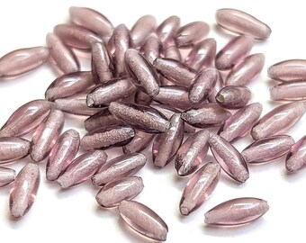 Vintage Lavender Glass Rice Beads