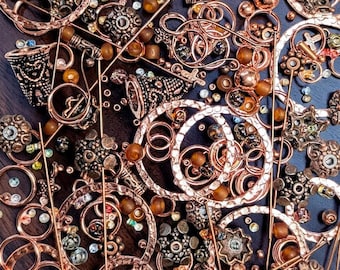 Copper Findings Bead Mix, Destash
