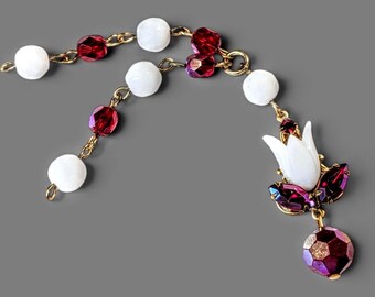 Siam Red Czech Jewelry Necklace Component, Purse Charm