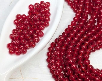 Cranberry Red - Siam Ruby Glass Beads, 6mm