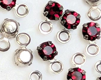 Vintage Swarovski Crystal Drops, Siam Red Rare, 20