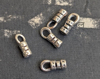 Sterling Silver End Caps, Round Leather