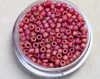 Red Frosted AB 11/0 Glass Seed Beads