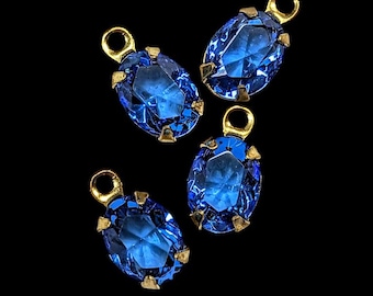 Swarovski Crystal Drops – Sapphire Blue, Gold-Plated Settings