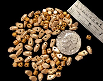Matte Gold Czech Glass Bead Mix