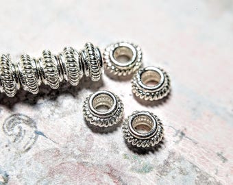 Silver Plated Large Hole Spacer Beads