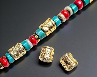 22kt Gold-Plated Tube Beads, Bali Design