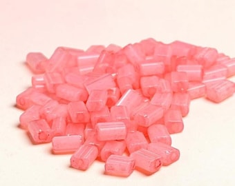 Frosted Coral Bugle Bead Bars, 5x3mm