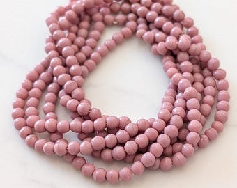 Vintage Czech 4mm Rose Glass Beads