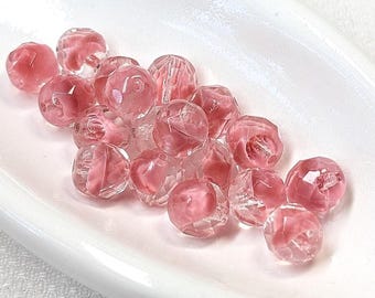 Pink Faceted Givre beads, 7.7mm