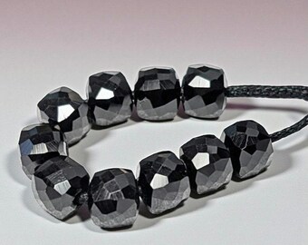 Black Onyx Large Hole Cube Beads 7.5-8mm, Pairs