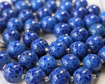Vintage Handmade Blue Glass, Aventurine Beads