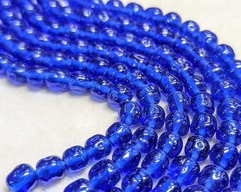 Vintage Sapphire Blue Baroque Beads, 7mm