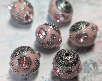 Pink and Silver Focal Beads, 1