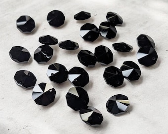 Czech Preciosa Octagon Chandelier Beads – Jet Black Glass