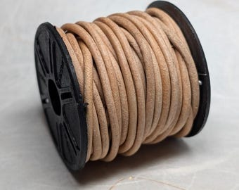 Leather Cord 2mm Round, Natural (Tan)