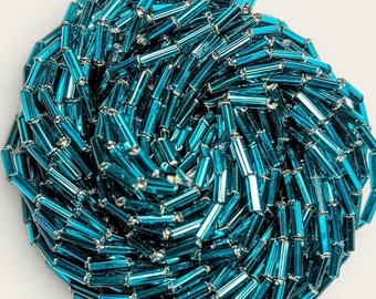 Silver Lined Emerald Bugle Beads