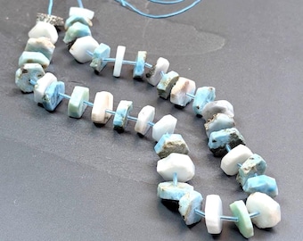 Larimar Freeform Wheel Beads