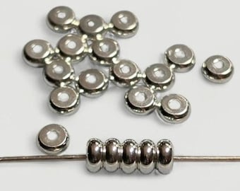 Silver-Plated Rondelle Beads 3mm, 30