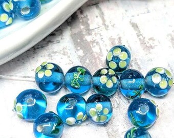 Floral Lampwork Glass Beads (1 Pair)
